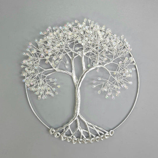 Small Crystal-Like Beads and Silver Wall Hanging Wire Tree - 10 inches
