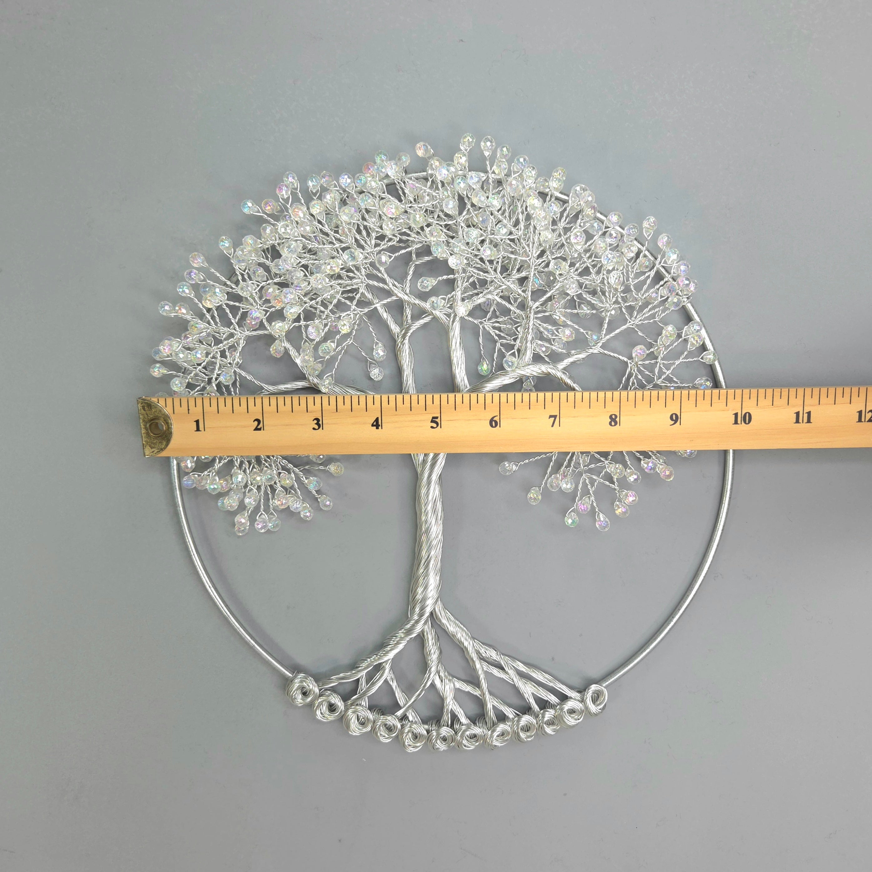 Small Crystal-Like Beads and Silver Wall Hanging Wire Tree - 10 inches
