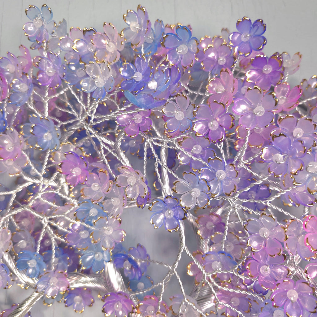 Large Purple, Blue Flower Wall Hanging Wire Tree - 14 Inches