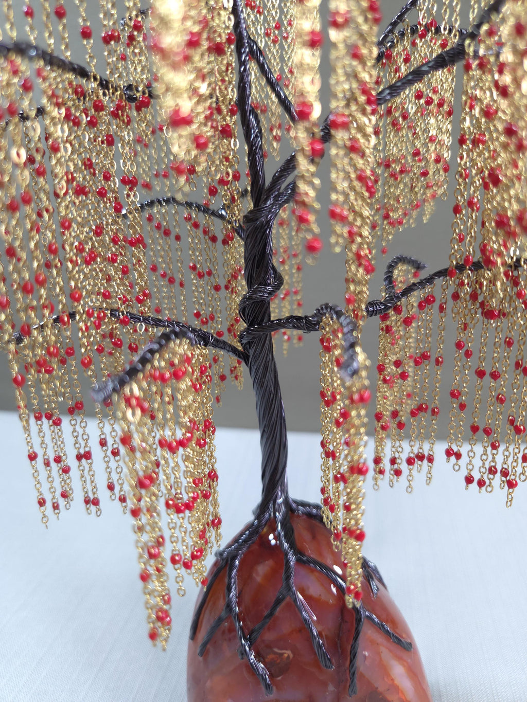 Carnelian Willow Wire Tree Sculpture