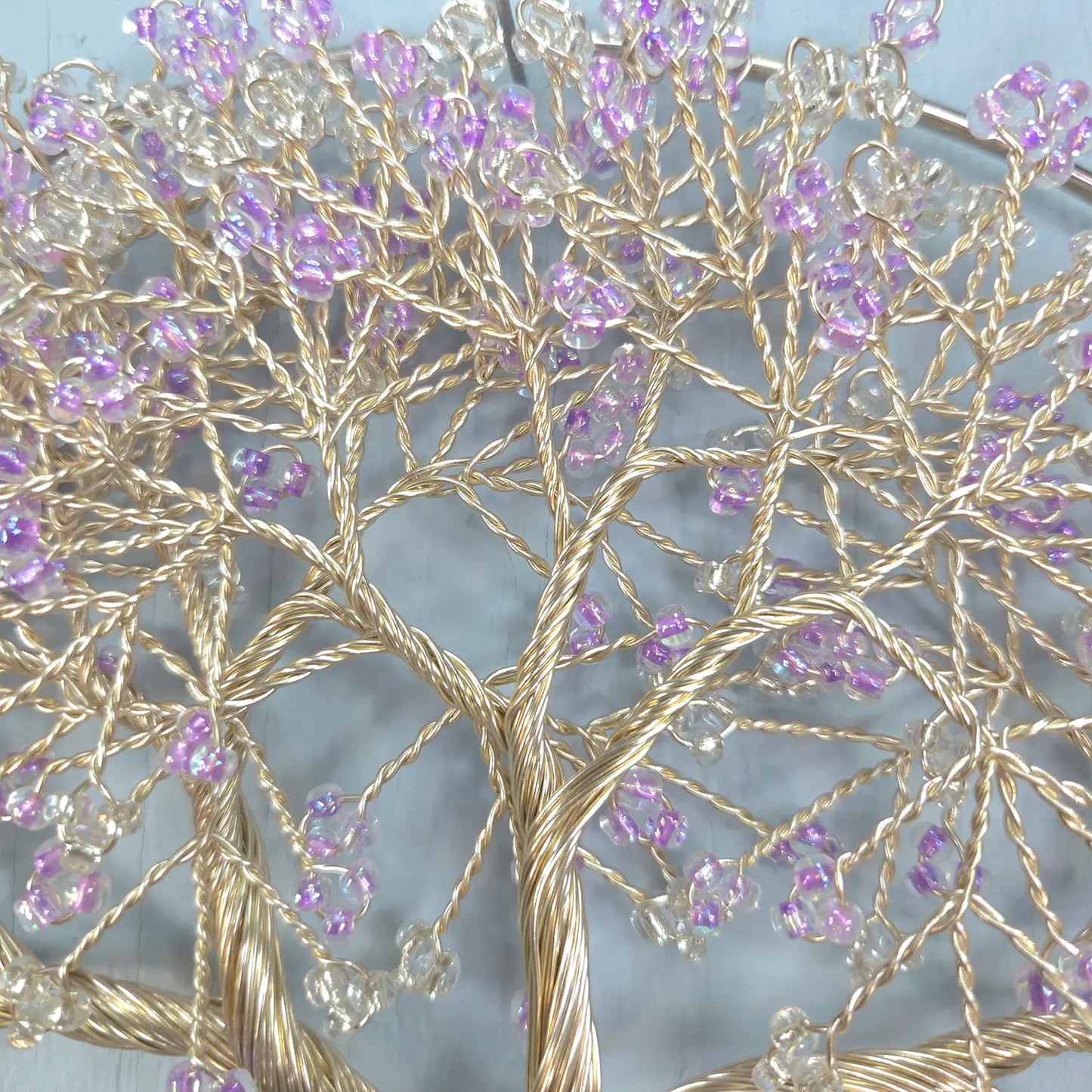 Small Champagne Purple Wall Hanging Wire Tree - 10 Inches