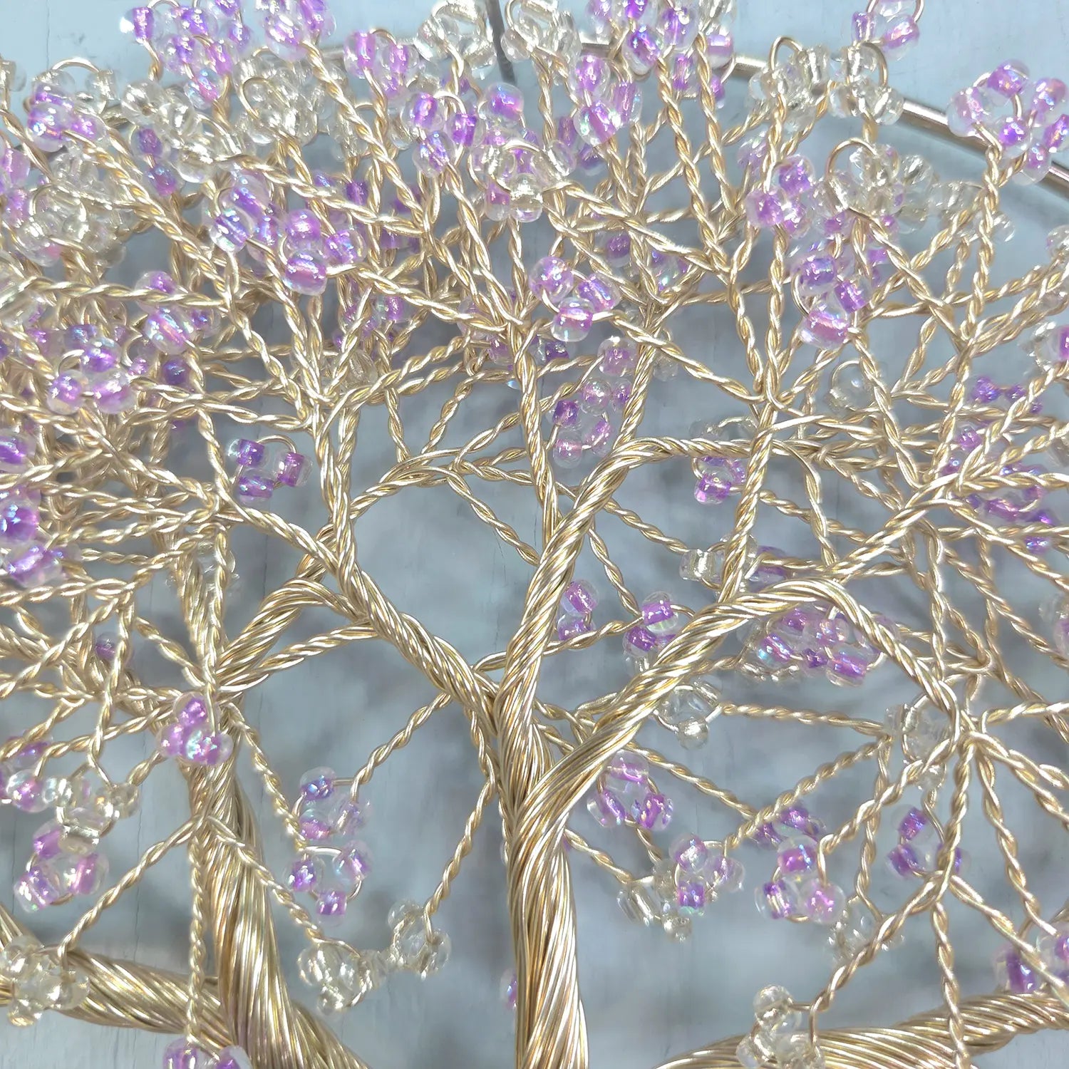 Small Champagne Purple Wall Hanging Wire Tree - 10 Inches