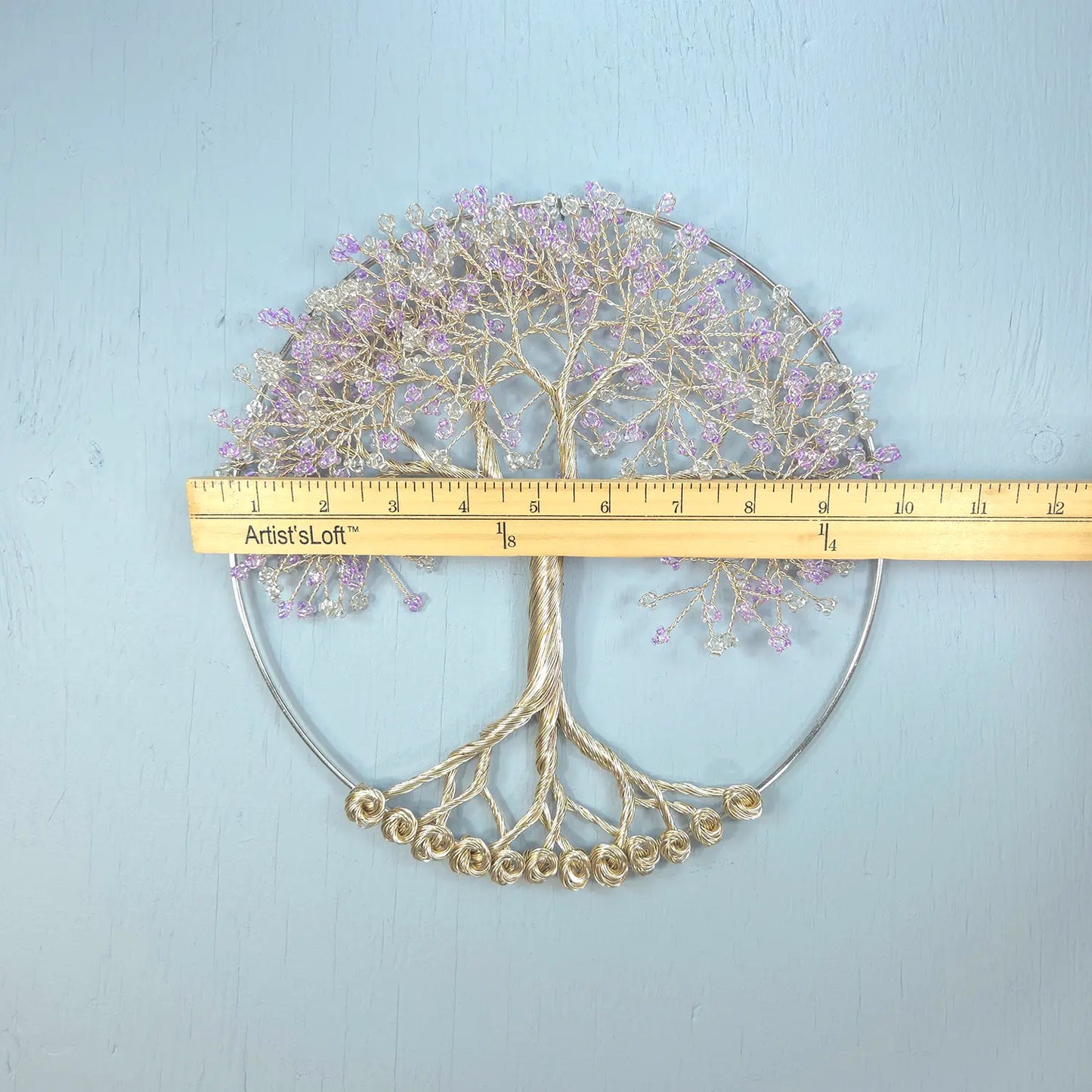 Small Champagne Purple Wall Hanging Wire Tree - 10 Inches