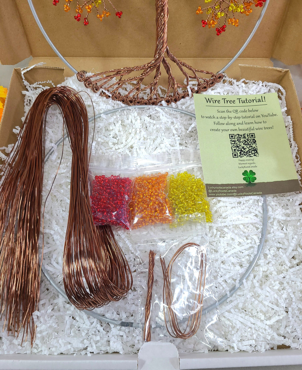 Wire tree kit with materials and tutorial card in a box