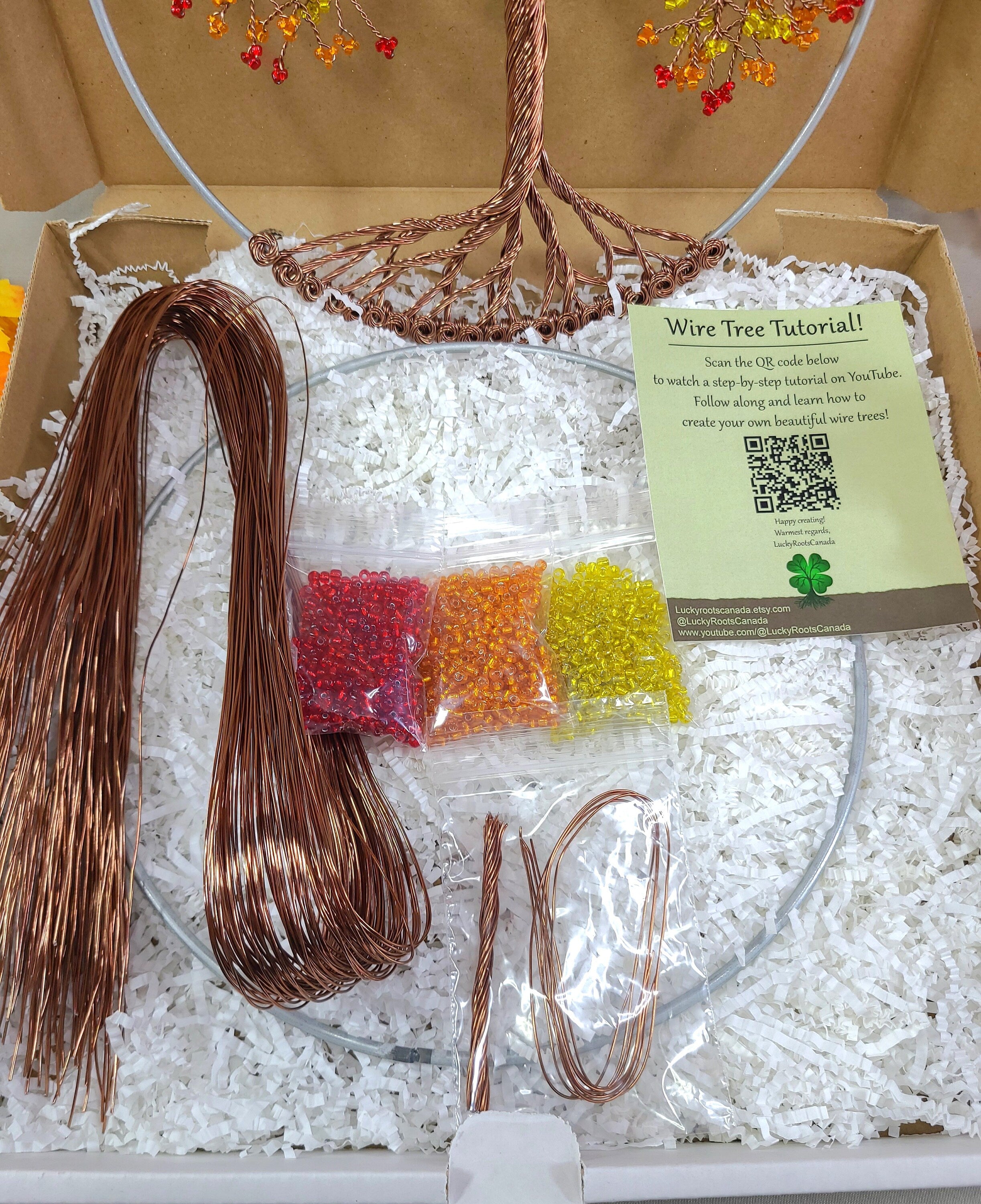 Wire tree kit with materials and tutorial card in a box