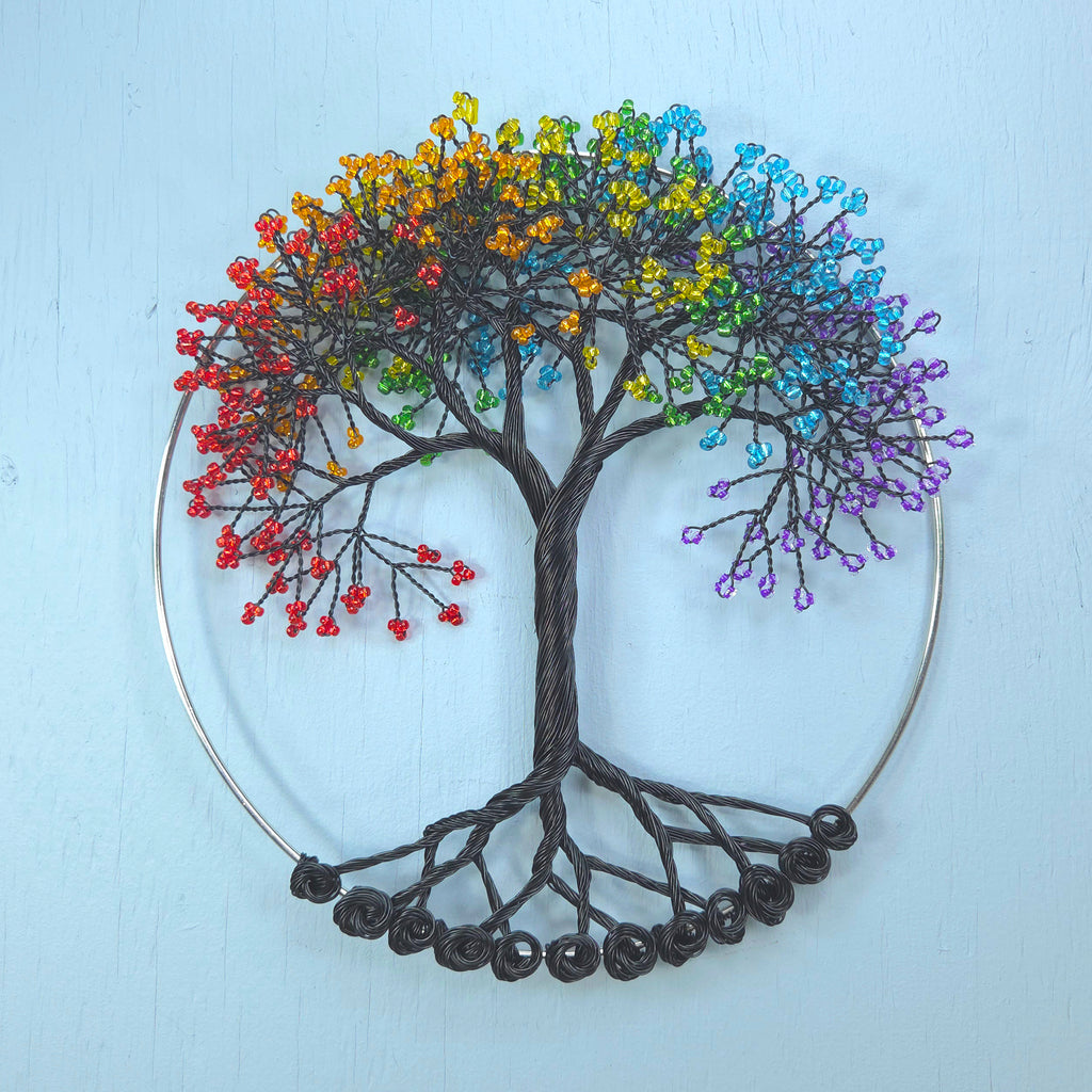 Small Black Rainbow Wall Hanging Wire Tree -  10 Inches
