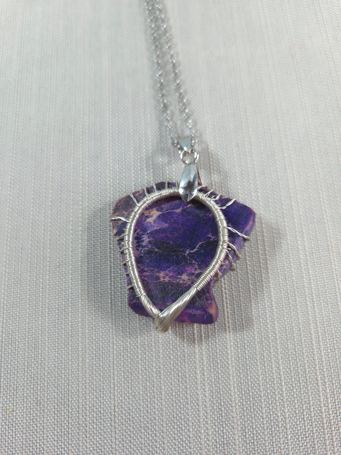 Dark Purple Imperial Jasper Tree of Life Pendant