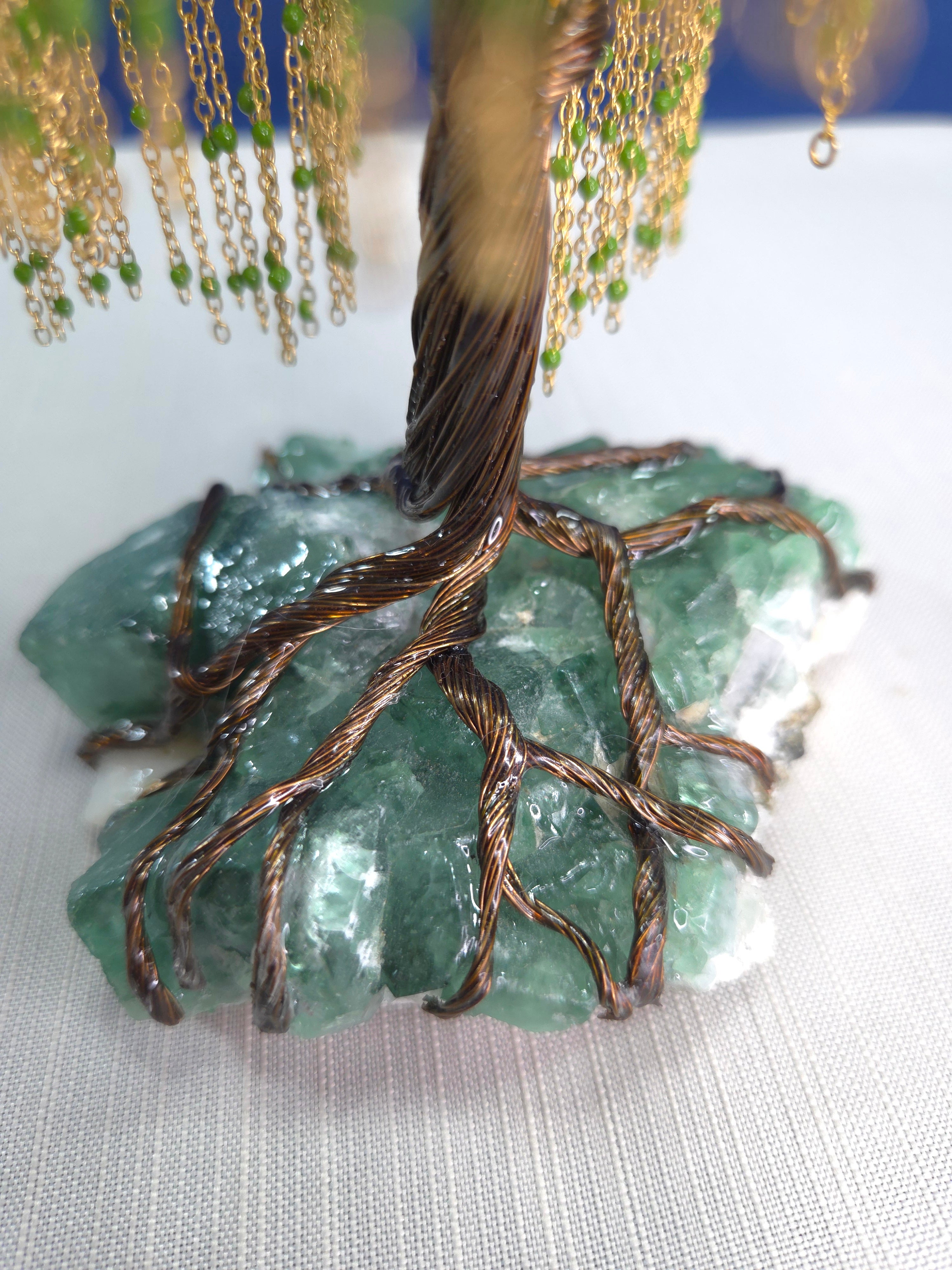 Fluorite Willow Wire Tree Sculpture