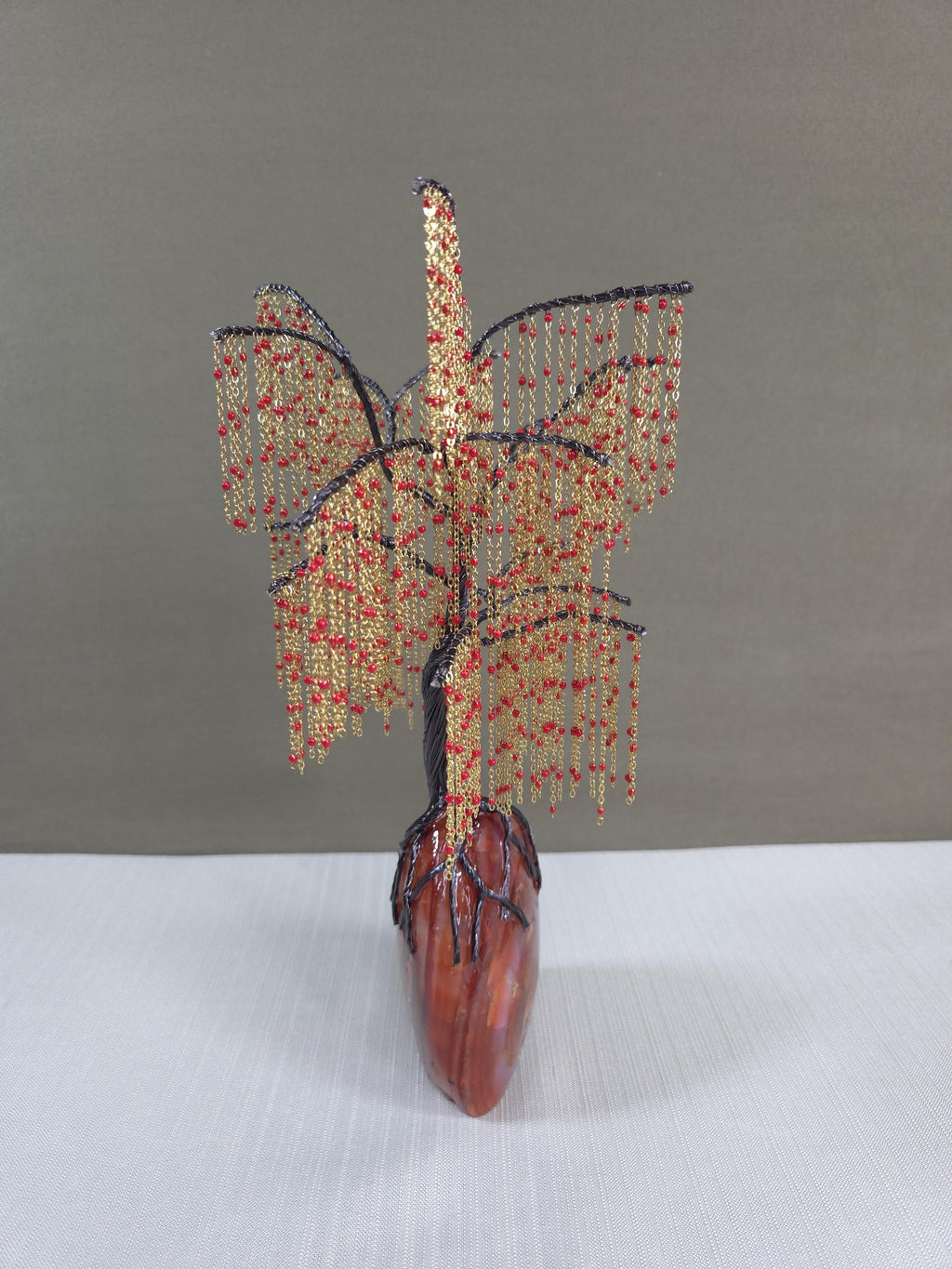 Carnelian Willow Wire Tree Sculpture