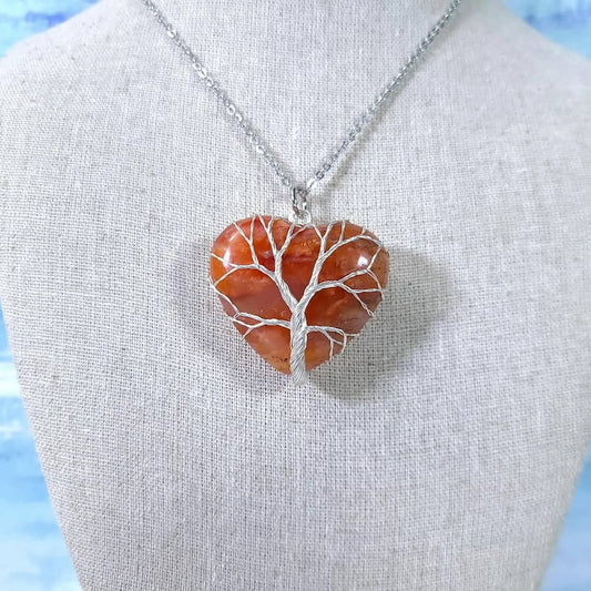 Carnelian Heart Tree of Life Pendant