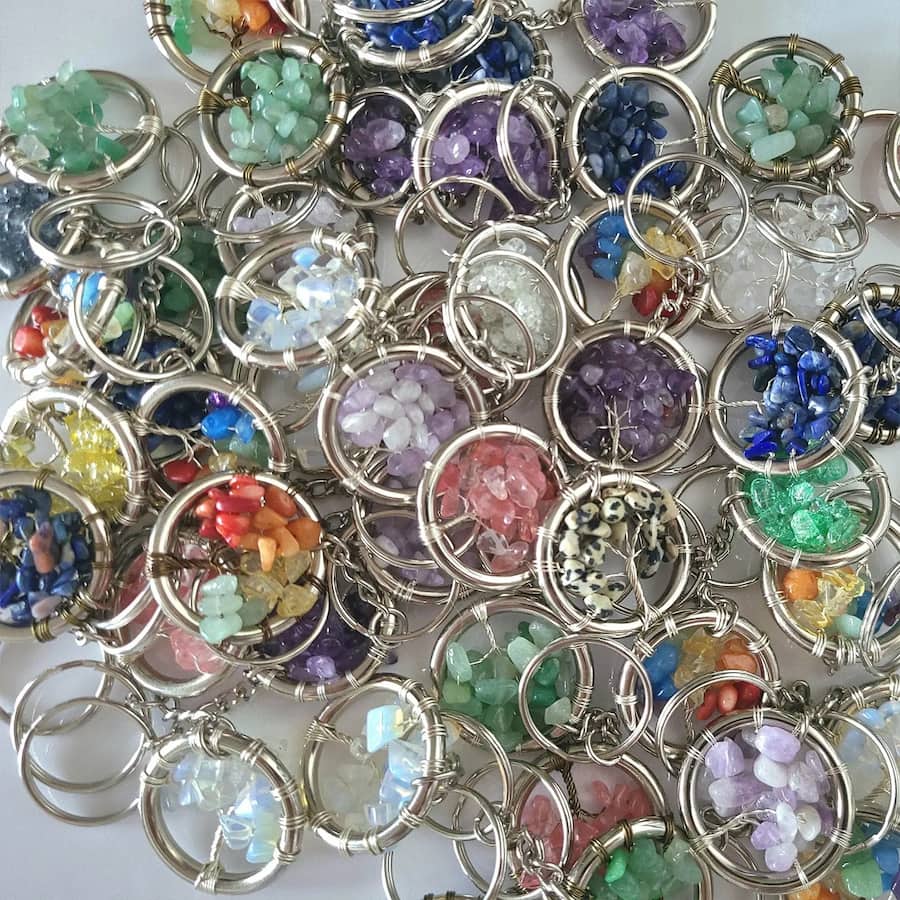 Mystery Rock Chip Tree of Life Keychain