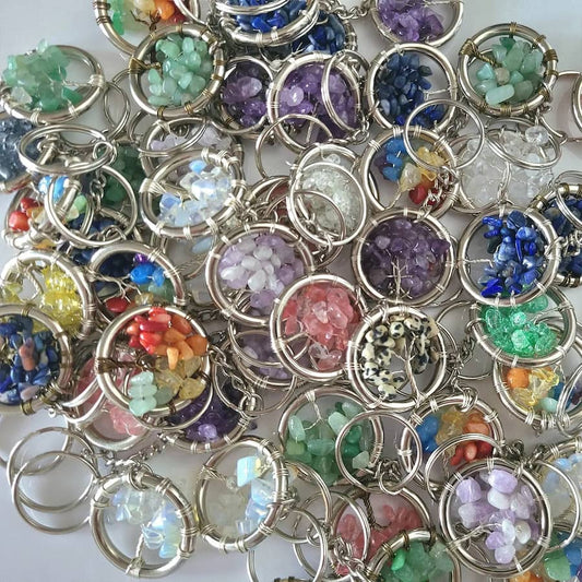 Mystery Rock Chip Tree of Life Keychain