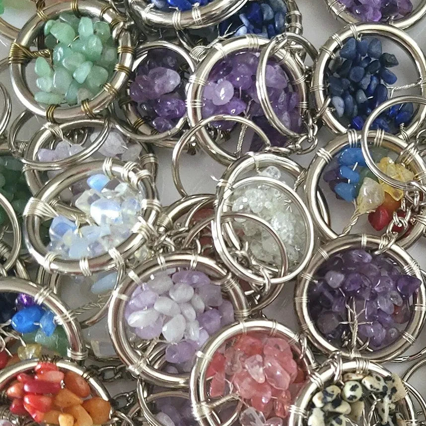 Mystery Rock Chip Tree of Life Keychain