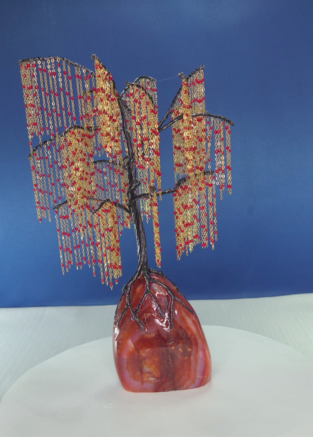 Carnelian Willow Wire Tree Sculpture