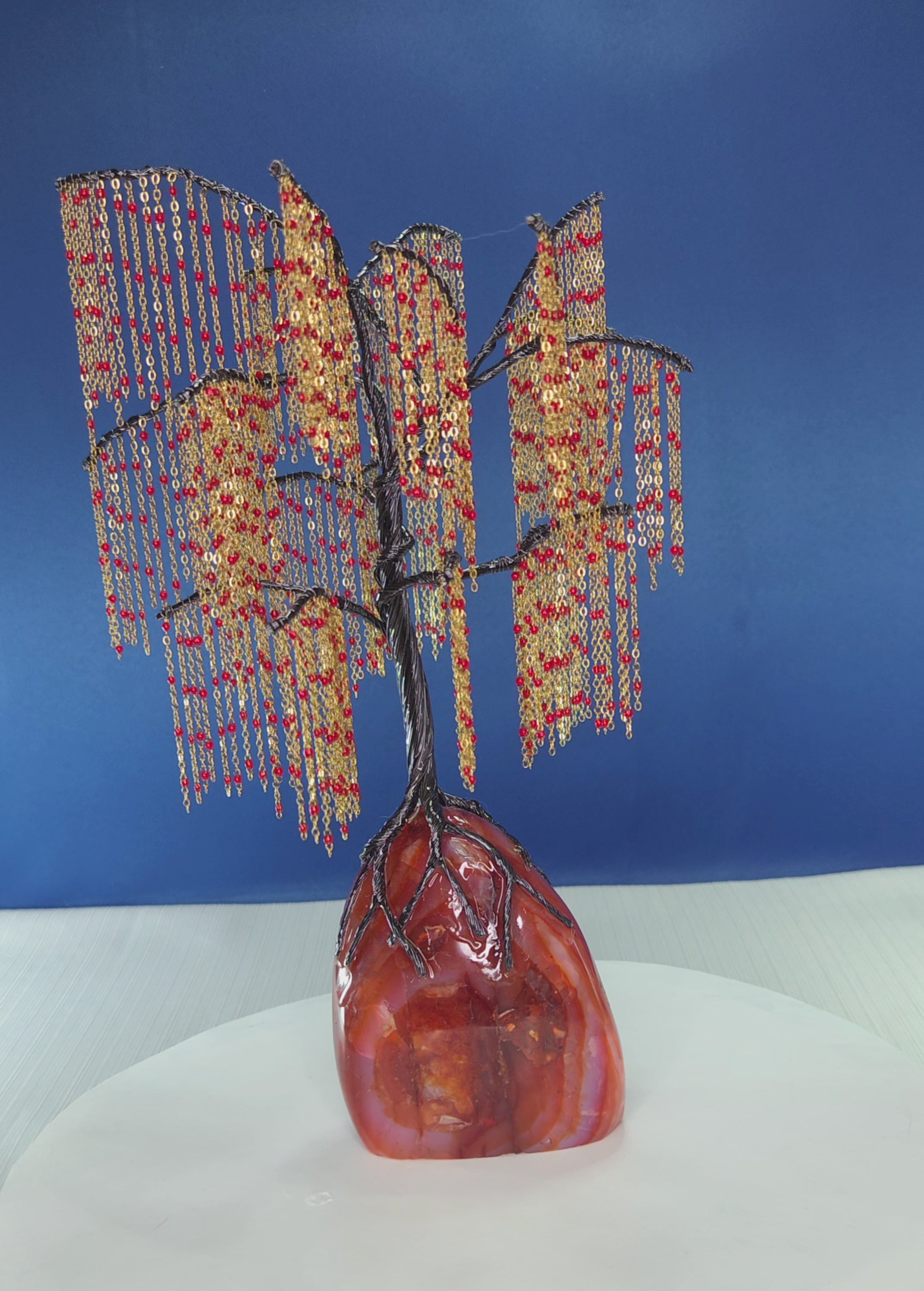 Carnelian Willow Wire Tree Sculpture
