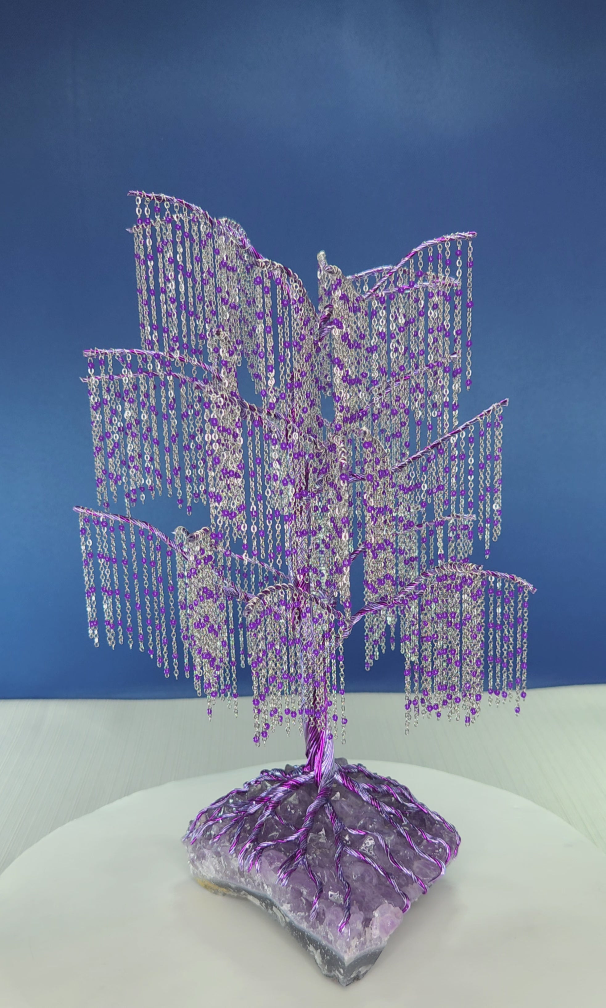 Amethyst Willow Wire Tree Sculpture